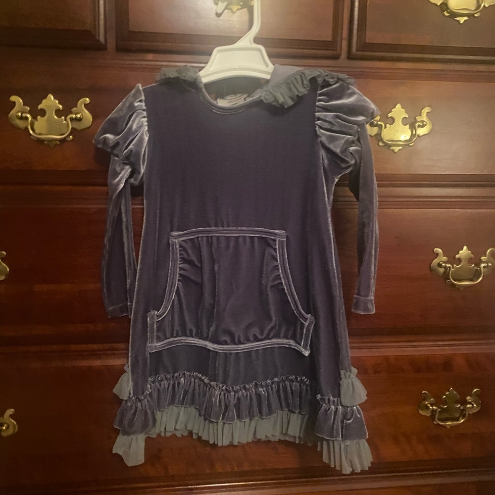 Precious Loves Me Not velour dress w/cute hood & kangaroo pocket Size 18 mos